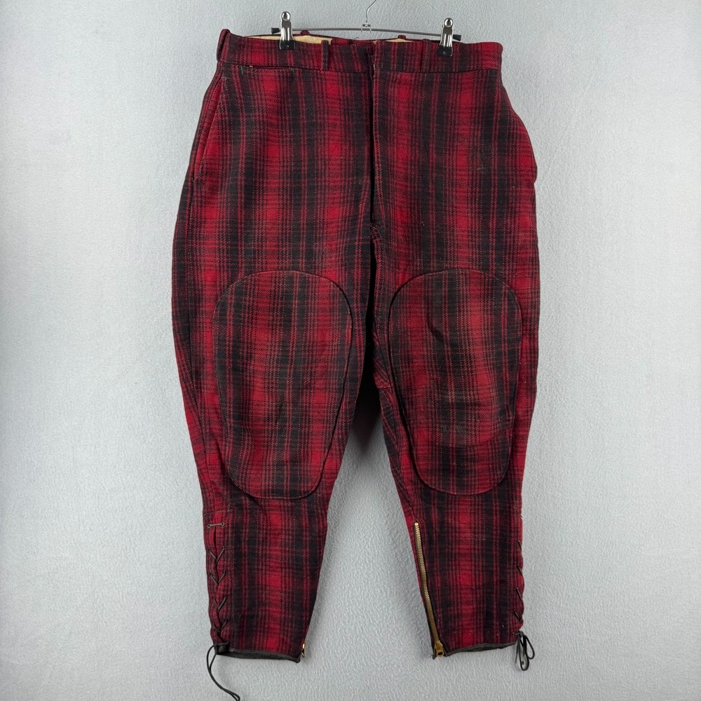 Vintage 40s Woolrich Pants Mens 34x26 Heavy Wool Plaid Mackinaw Hunting 19402